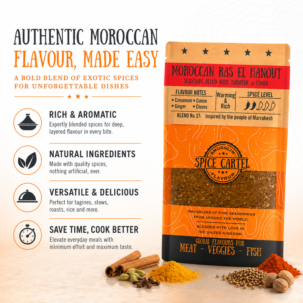 Spice Cartel's Moroccan Ras El Hanout 35g Resealable Pouch