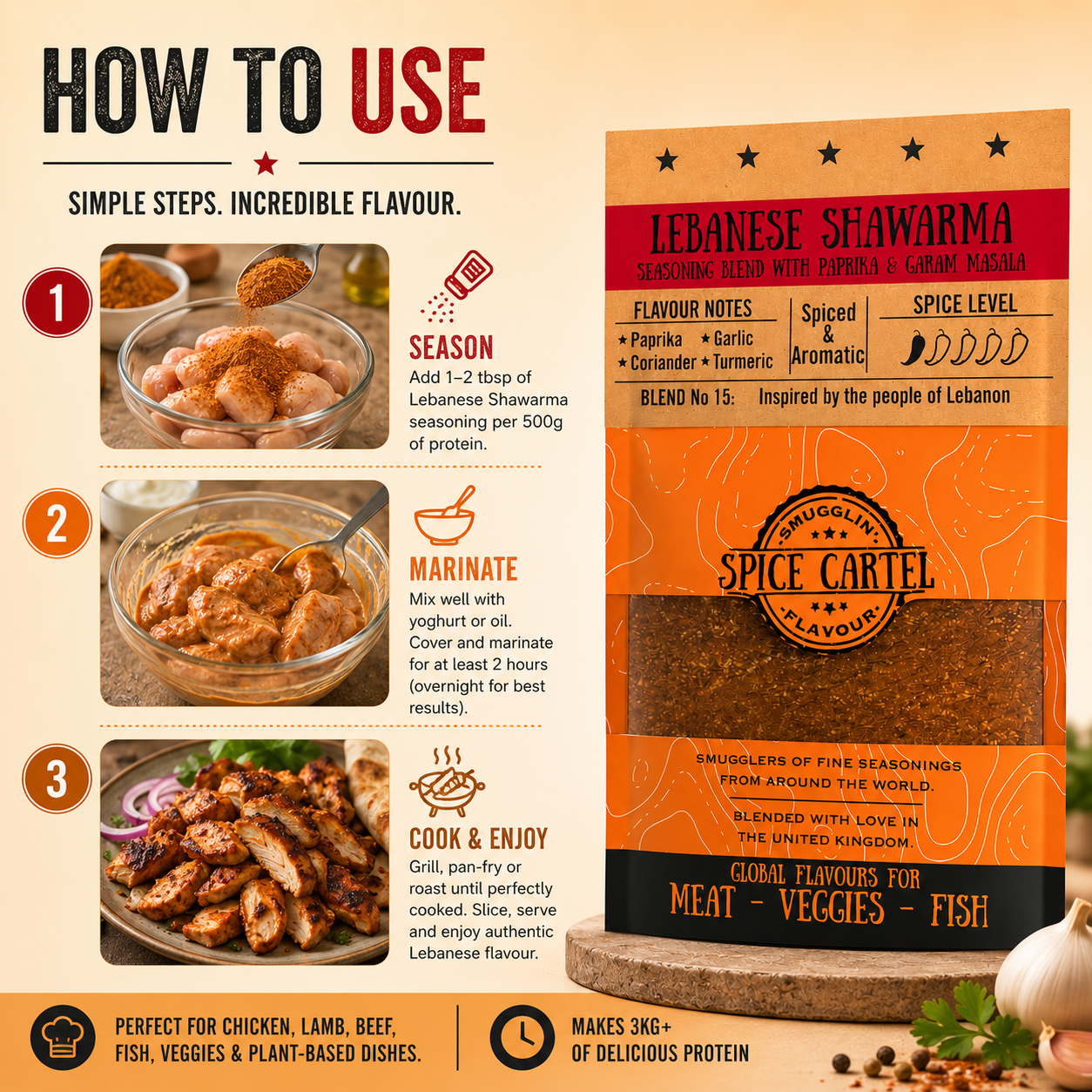 Spice Cartel's Lebanese Shawarma 35g Resealable Pouch
