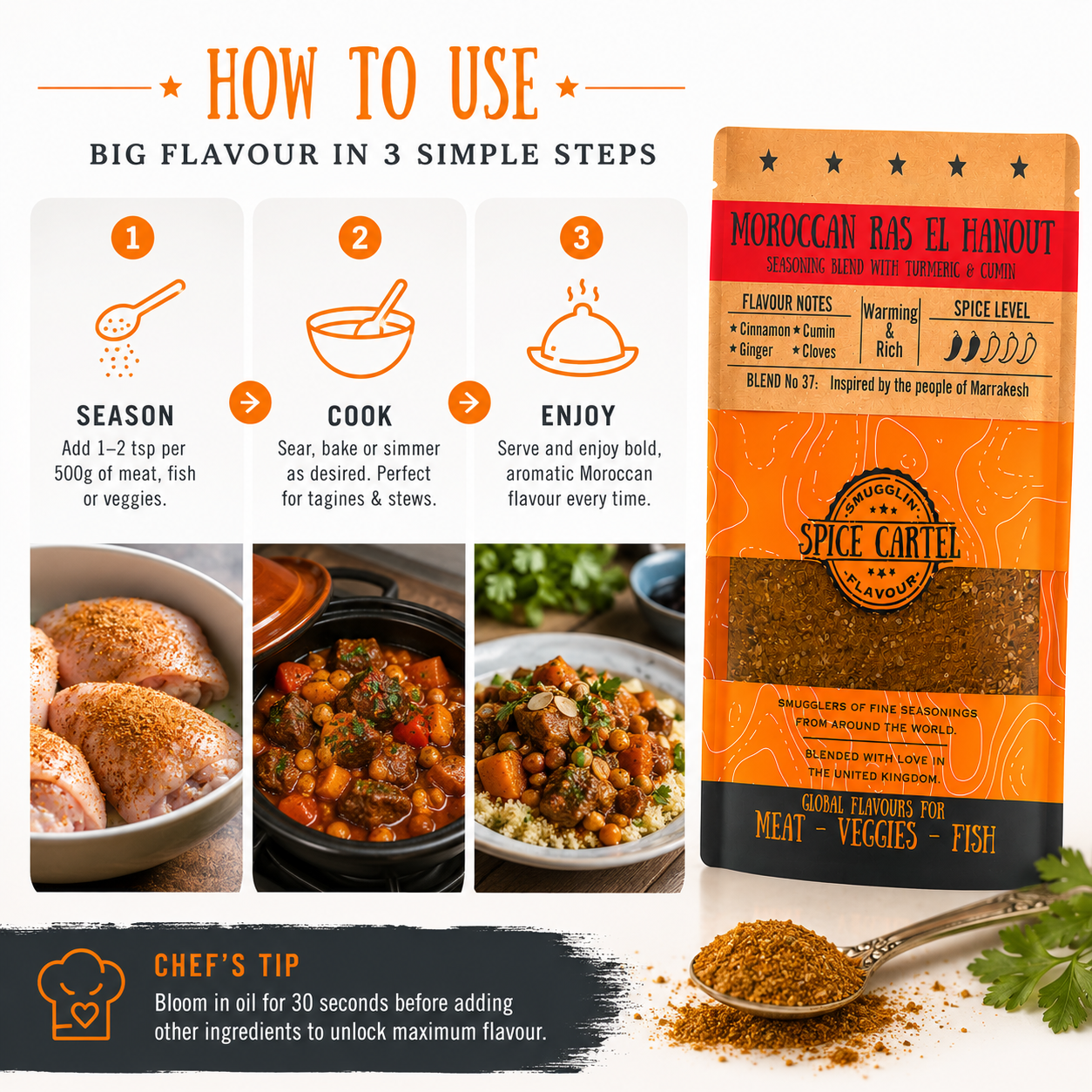 Spice Cartel's Moroccan Ras El Hanout 35g Resealable Pouch