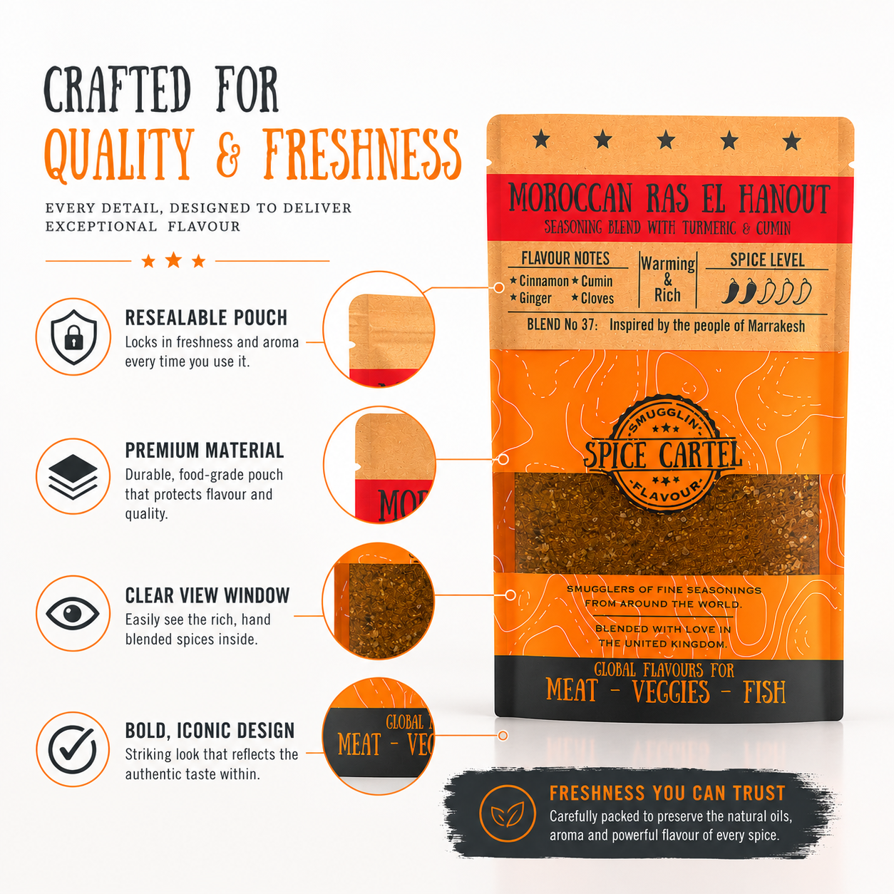 Spice Cartel's Moroccan Ras El Hanout 35g Resealable Pouch