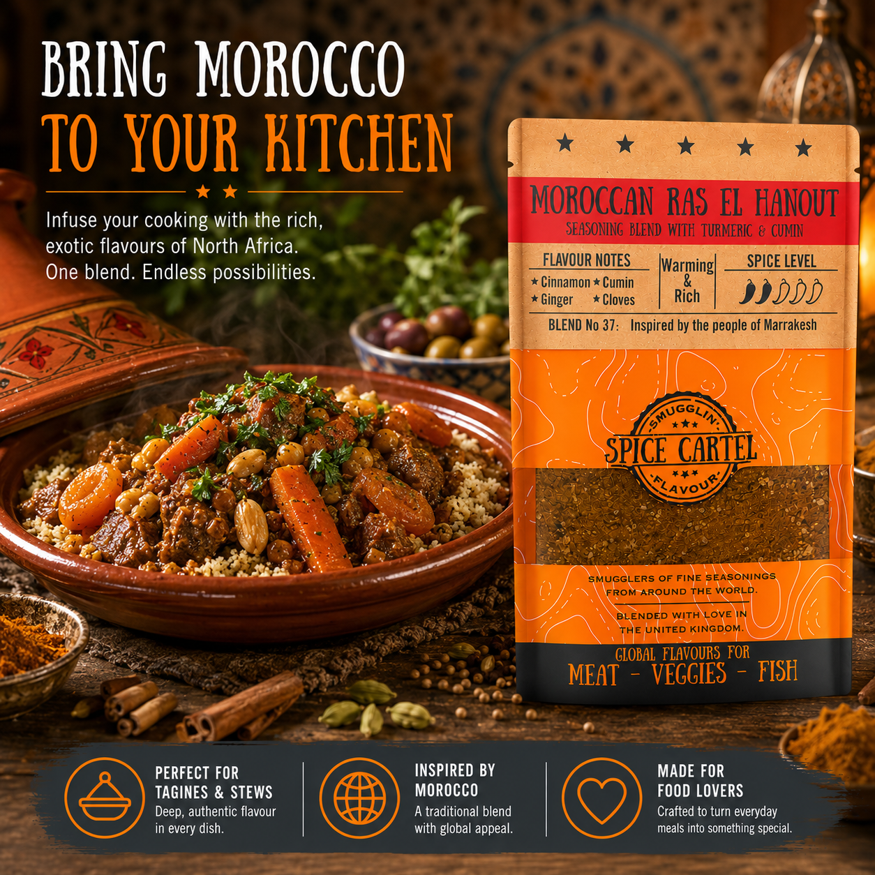 Spice Cartel's Moroccan Ras El Hanout 35g Resealable Pouch